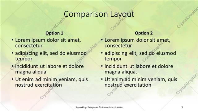 Comparison presentation slide layout