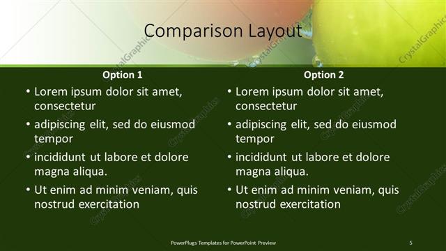 Comparison presentation slide layout