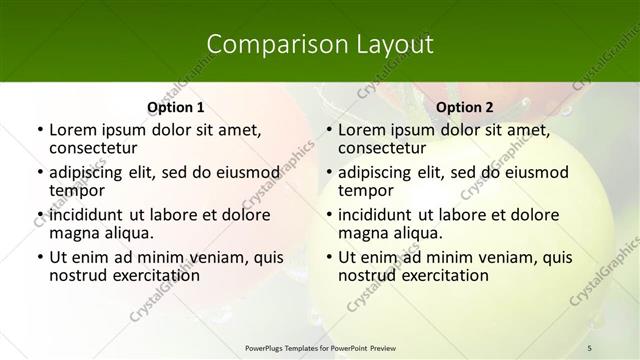 Comparison presentation slide layout