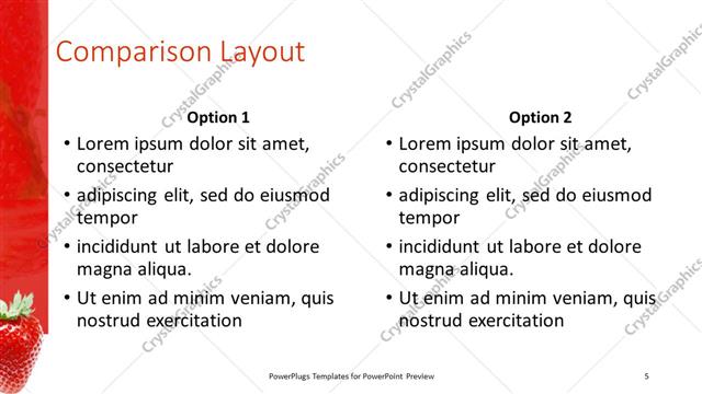 Comparison presentation slide layout
