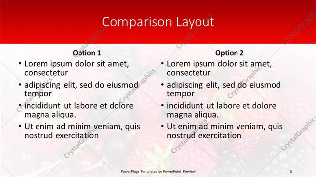 Comparison presentation slide layout