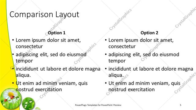 Comparison presentation slide layout