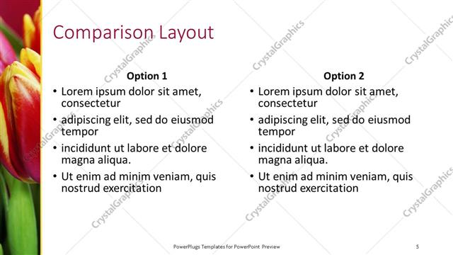 Comparison presentation slide layout