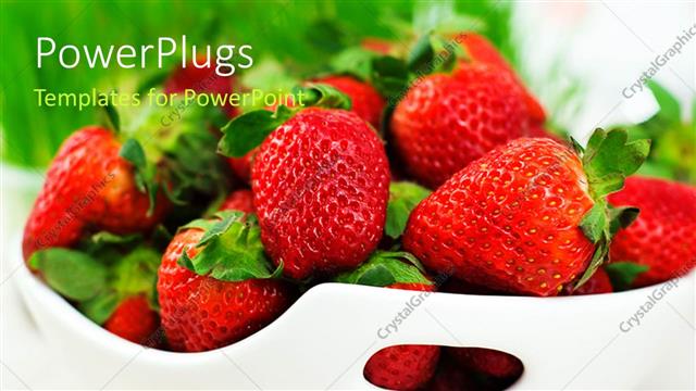  Presentation with strawberries - Fresh strawberries in white ceramic bowl on white background