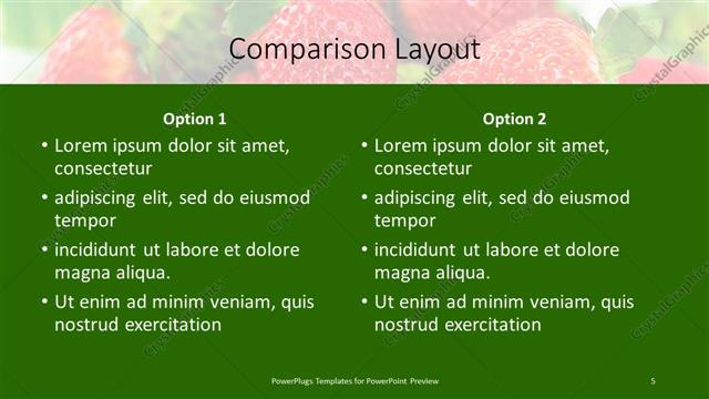 Comparison presentation slide layout