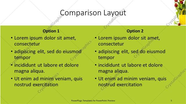 Comparison presentation slide layout
