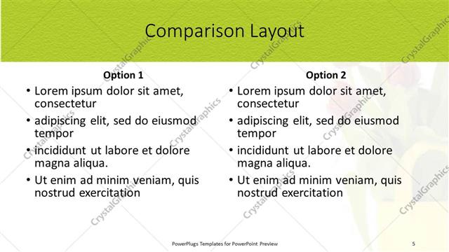 Comparison presentation slide layout