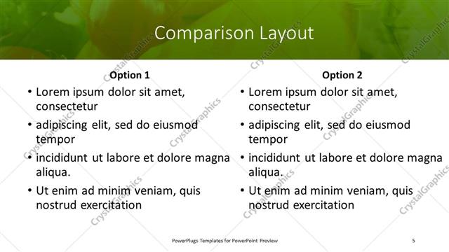 Comparison presentation slide layout