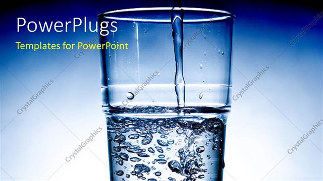  Presentation with pure water - Fresh Water being poured in a glass with blue color