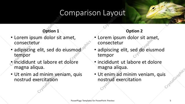 Comparison presentation slide layout