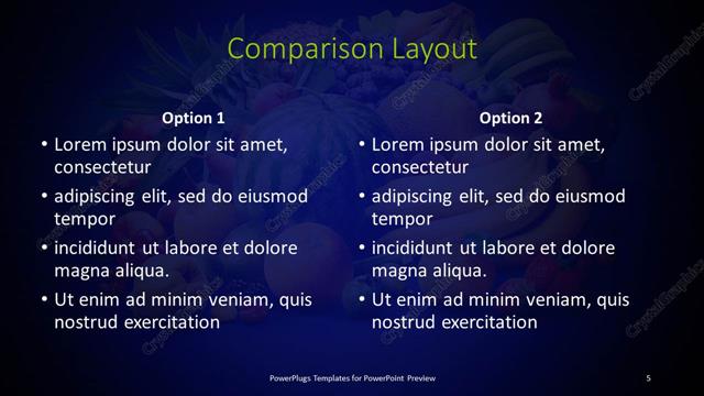 Comparison presentation slide layout