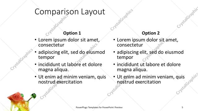 Comparison presentation slide layout