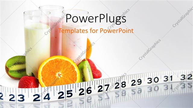  Presentation with smoothies - Fruit smoothies circled by fruit health ruler