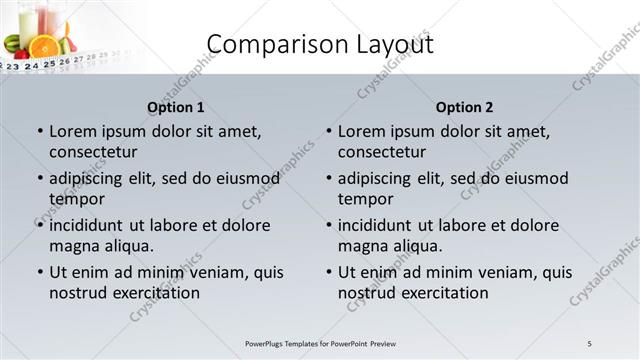 Comparison presentation slide layout