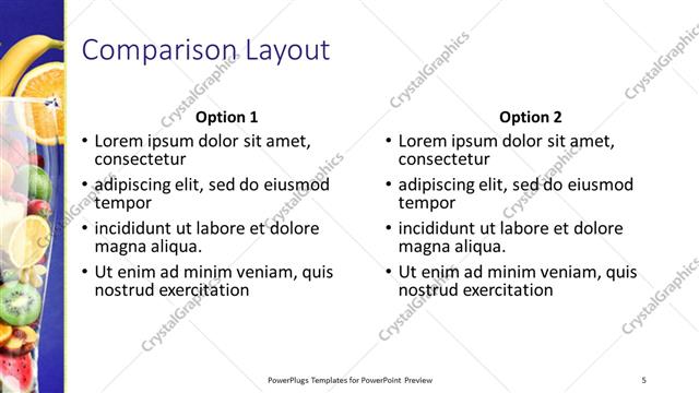 Comparison presentation slide layout