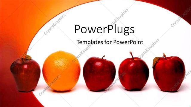  Presentation with fruits - Fruits oranges apples red standing out unique rare metaphor