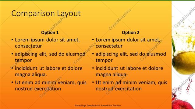 Comparison presentation slide layout