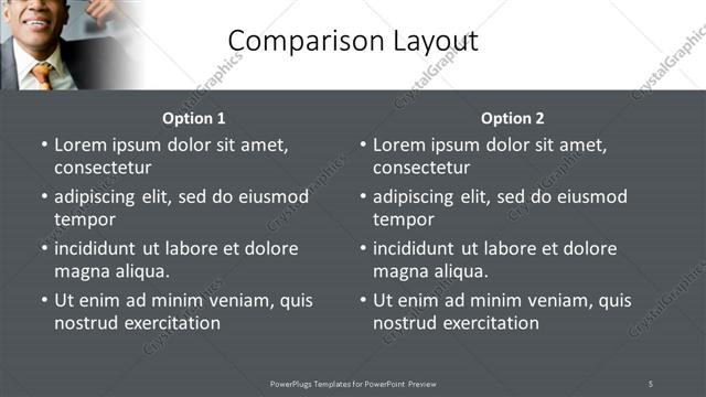 Comparison presentation slide layout