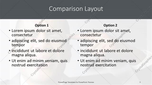 Comparison presentation slide layout