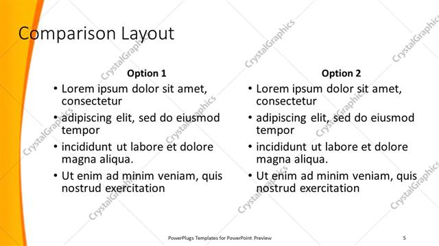 Comparison presentation slide layout