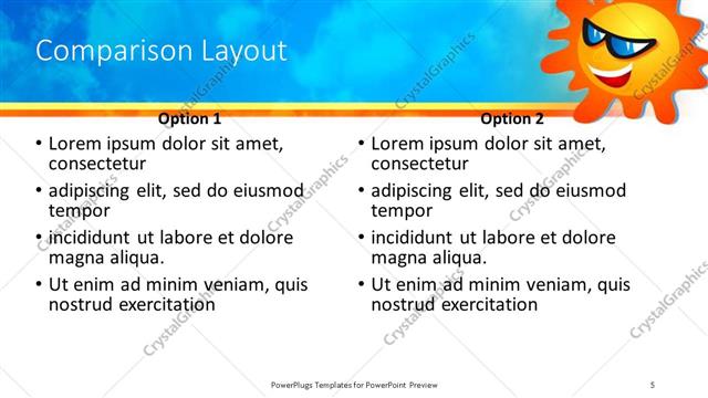 Comparison presentation slide layout