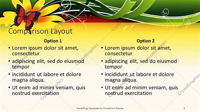 Comparison presentation slide layout
