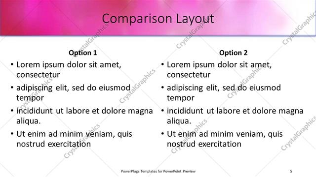 Comparison presentation slide layout