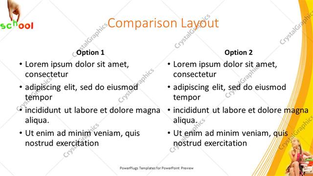 Comparison presentation slide layout