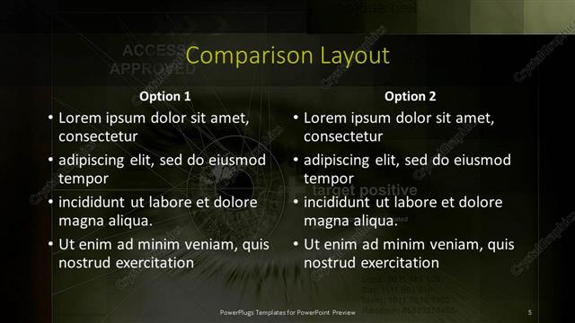 Comparison presentation slide layout