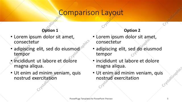 Comparison presentation slide layout