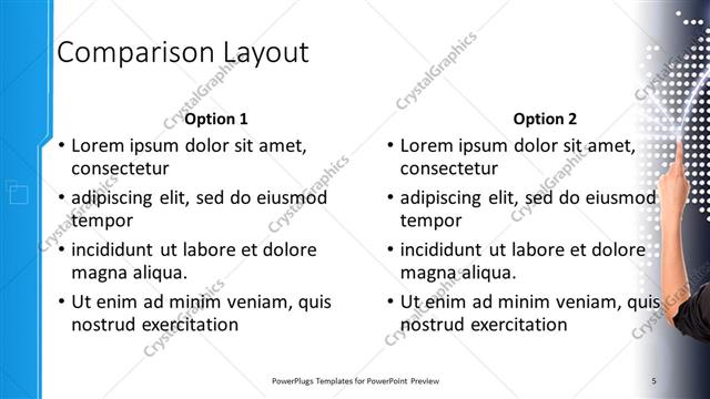 Comparison presentation slide layout