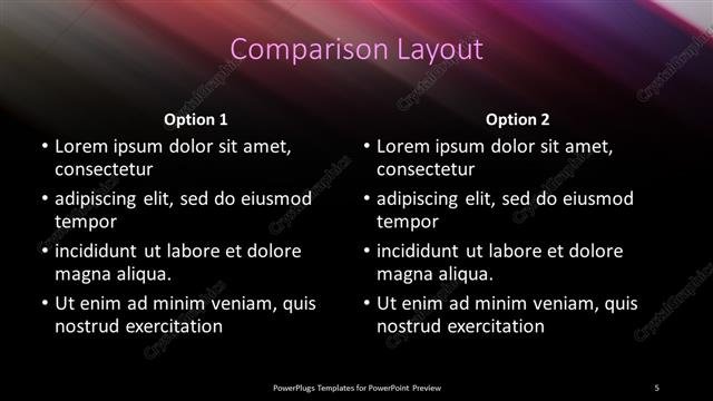 Comparison presentation slide layout