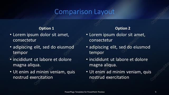 Comparison presentation slide layout