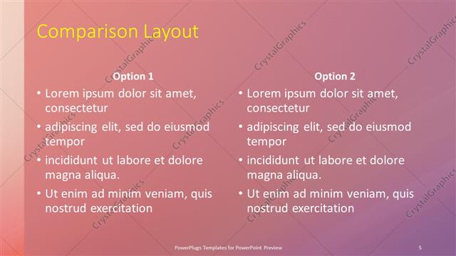 Comparison presentation slide layout