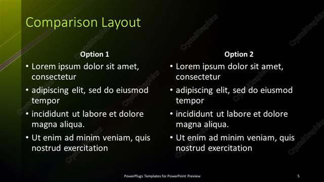 Comparison presentation slide layout