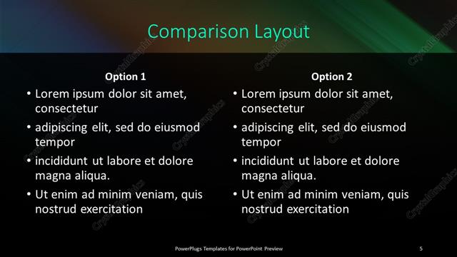 Comparison presentation slide layout