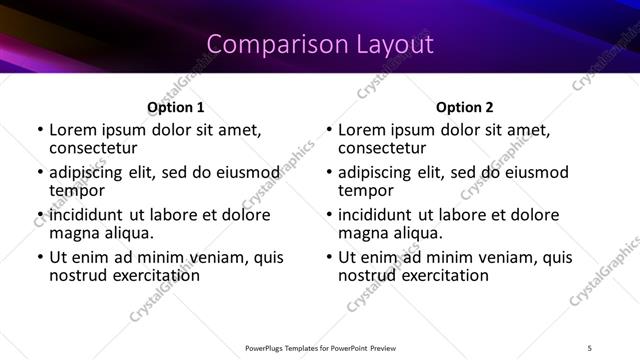 Comparison presentation slide layout