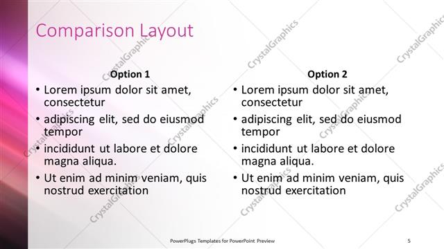 Comparison presentation slide layout