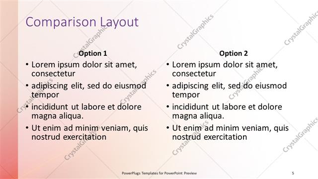 Comparison presentation slide layout