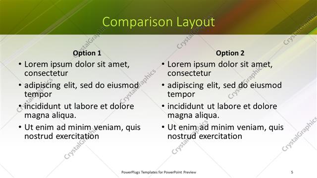Comparison presentation slide layout