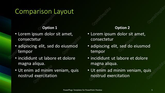 Comparison presentation slide layout