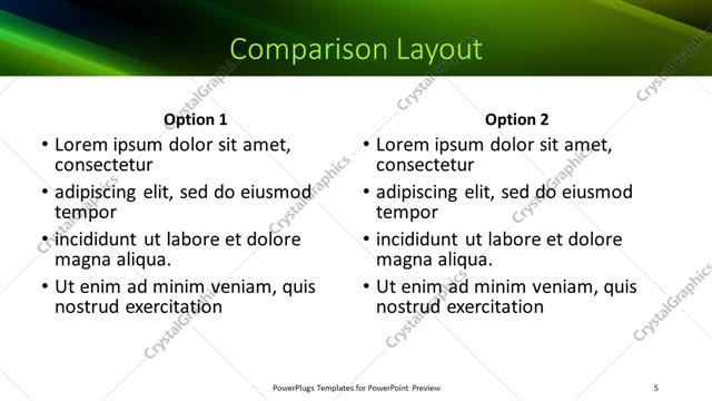 Comparison presentation slide layout