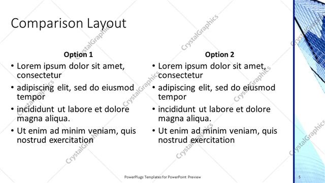 Comparison presentation slide layout