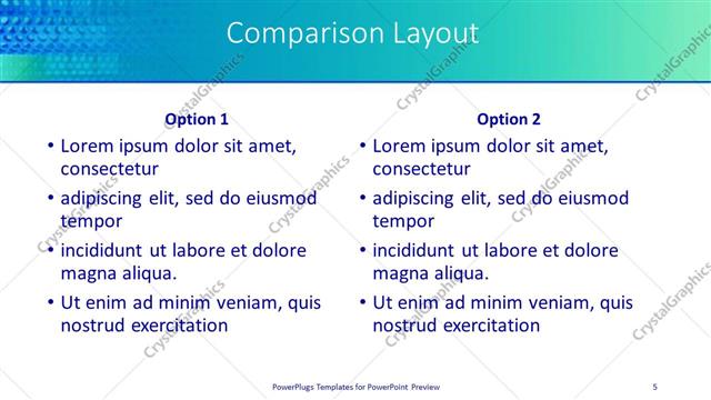 Comparison presentation slide layout