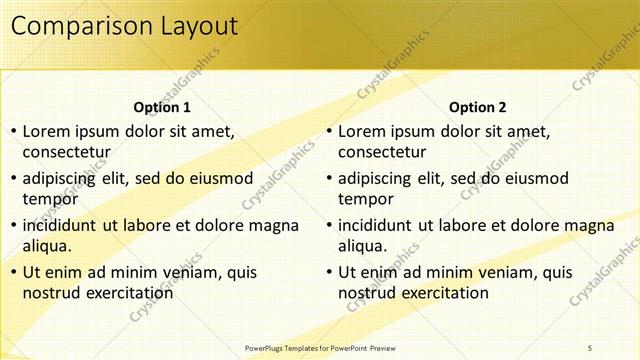 Comparison presentation slide layout
