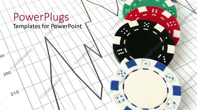  Presentation with stock market - Gambling chips over stock market chart on white background