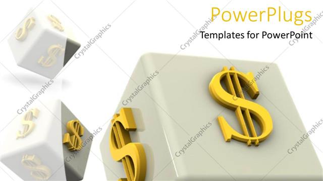  Presentation with dollar signs - Gambling money dollar bill signs taking a chance metaphor casino dice