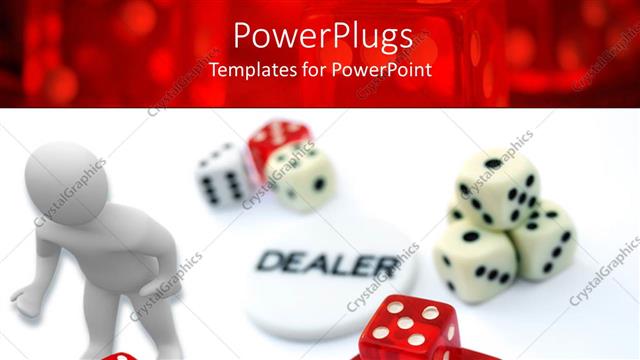  Presentation with gambling - Gambling theme with white 3D figure, white and red dice and dealer button