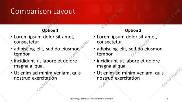 Comparison presentation slide layout