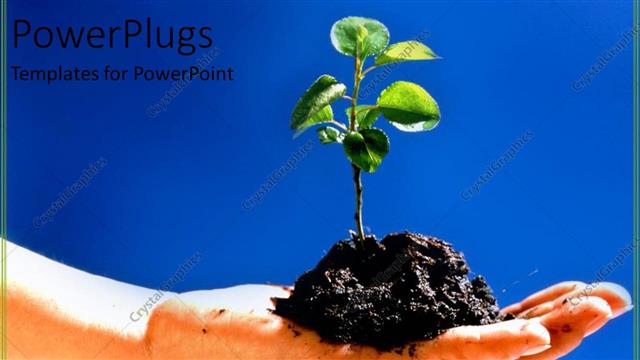  Presentation with green life - Gardening and growing pants soil in hand growing a garden green thumb